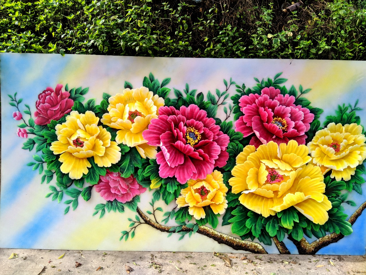 Tranh 3D Hoa và Đá Quý - Hoa Mẫu Đơn 3D - Tranh của Vương Ngôn