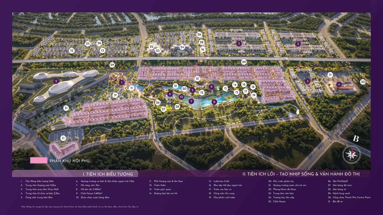 Bản đồ quy hoạch hệ thống tiện ích phân khu Miền Thương Phú - Thanh Phú Centre Point